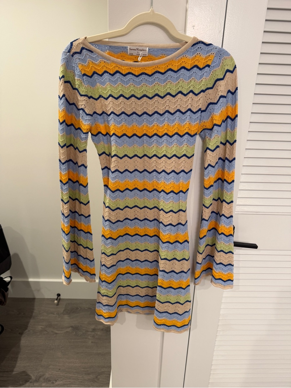 Seven Wonder Striped Long-Sleeve Knit Mini Dress